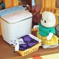 dollhouse miniature furniture drying rack forest family 112 pig kitchen animal washing machine set model toys for girl gift