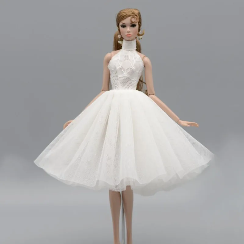 

Белый с высоким воротом балетное платье для куклы Барби наряды 1/6 мягкого плюша; Аксессуары для куклы; Одежда для танцев; Цвет 4-слойная юбка ...