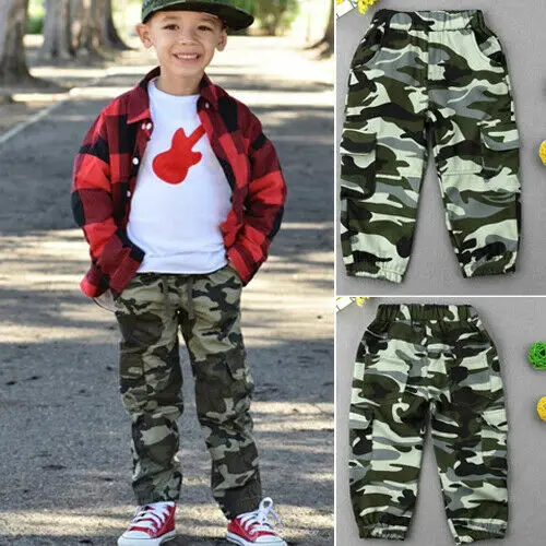 Детские камуфляжные брюки для мальчиков повседневные армейские штаны в стиле