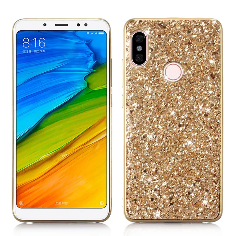 Чехол для Xiaomi Redmi Note 5 Pro из силикона с блестками и кристаллами, мягкий TPU ковер 5P 6 on.