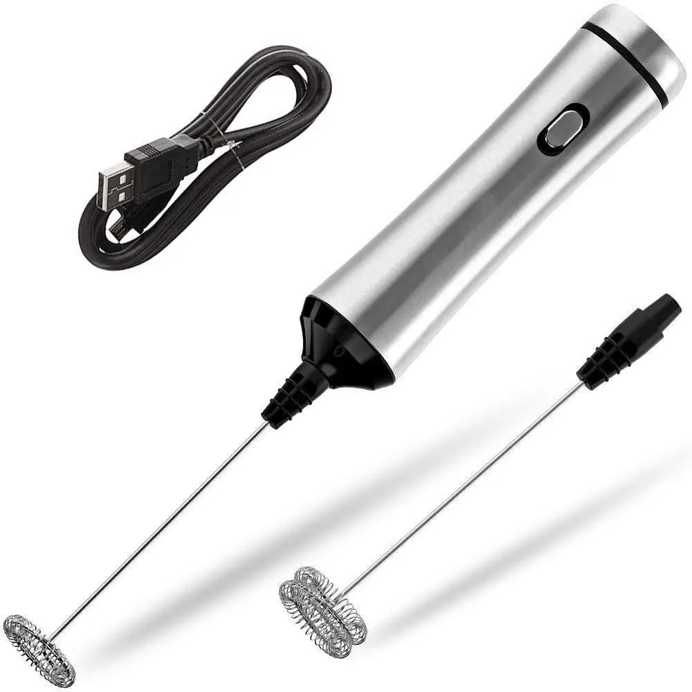 

USB Multifunction Stainless Steel Two Speeds Chargeable Double Spring Whisk Electric Milk Frother Egg Beater Handheld Mixer