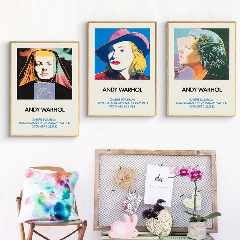 

Vintage Fine Art Canvas Poster Andy Warhol's Exhibition Posters Gallery Wall Art Print Painting Modern Art Decorative Picture