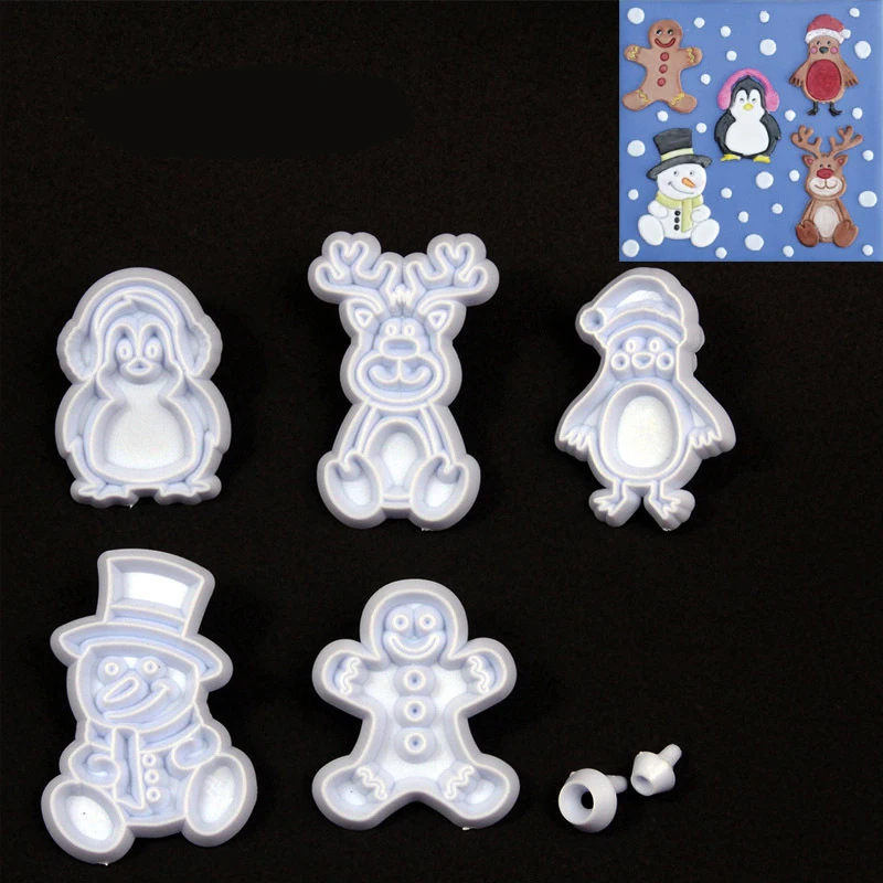 20pcs Christmas Cookie Cutter Plastic Cut Candy Biscuit Mold Cooking Tools Tree Santa Claus Snowflake Cutters Mould | Дом и сад