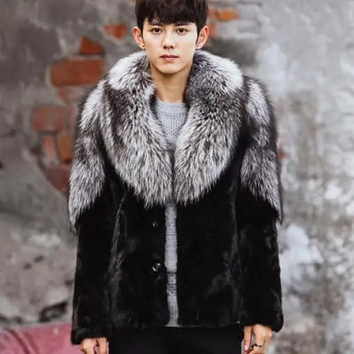 Леопардовые мужские пальто из искусственного меха 2019 черные с длинным рукавом