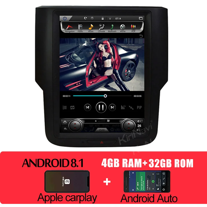android car radio KiriNavi 10," Android 8,1 Автомагнитола для Dodge Ram автомобильный Dvd мультимедийный плеер Android авто gps навигация- Bluetooth - Цвет: android car radio