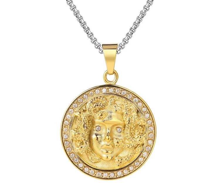 Original design Personality New Greek Mythical Snake Head Medusa Titanium Steel Pendant Necklace | Украшения и аксессуары