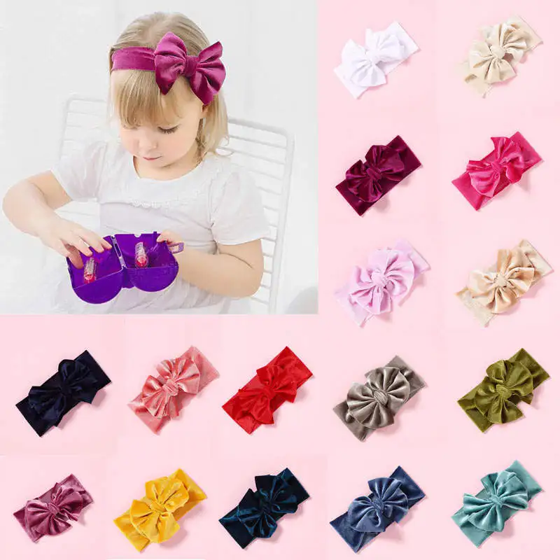 

Warmom для маленьких девочек повязка на голову с бантом; Однотонные Цвет байковые детская лента для волос Головные уборы аксессуары для волос, ...