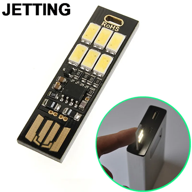 

Jetting Portable Night Camp Bulb Mini USB Power 6 LED Light Pocket Card Lamp White/Warm White