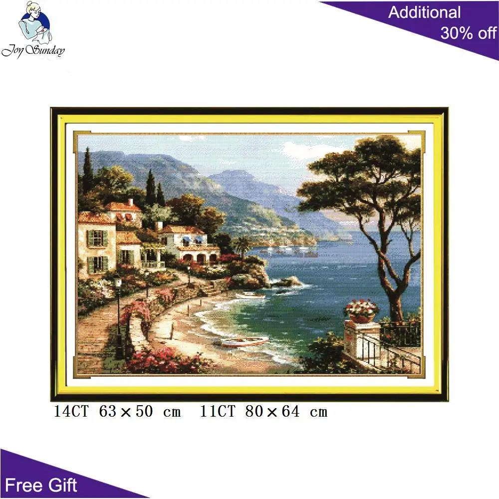 

Joy Sunday Harbor Needlepoints F019 14CT 11CT Counted and Stamped Home Decor Harbor Of Love Embroidery DIY Cross Stitch Kits