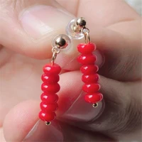 natural red jade gold earrings dangle 18kgp chain girl gift women valentines day easter aquaculture fools day gift cultured
