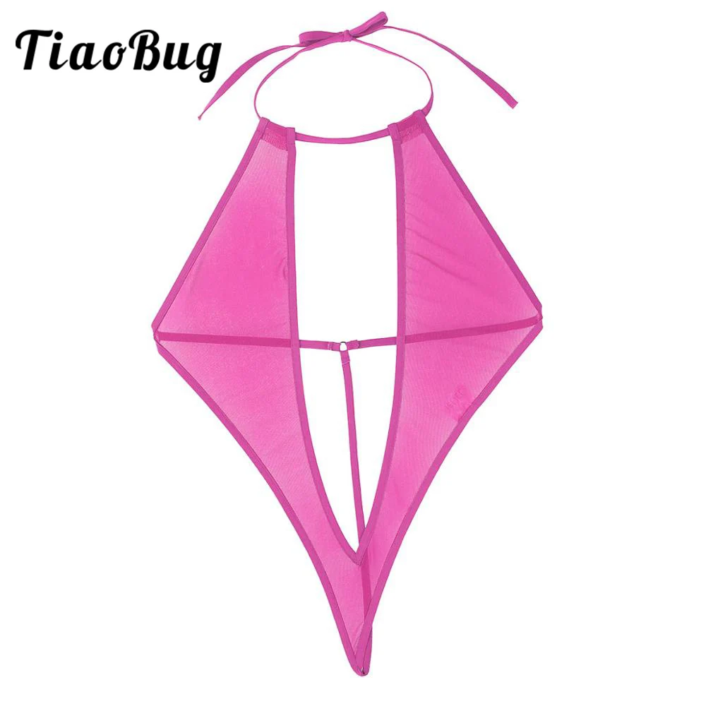 TiaoBug женский сексуальный купальник цельный прозрачный сетчатый Глубокий V