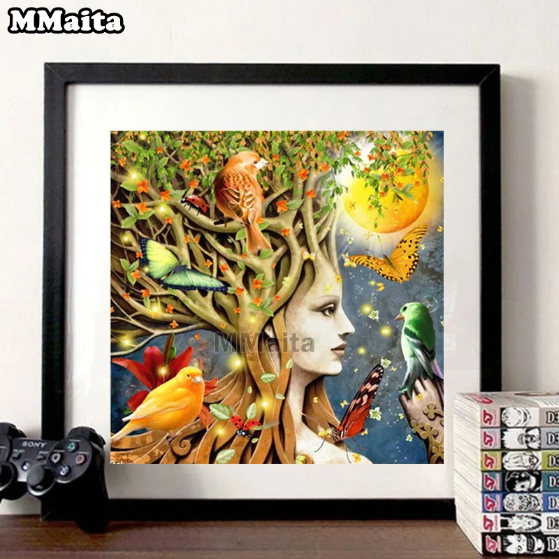 

Алмазная Стразы, картины с деревом, полные картины с алмазной вышивкой, пейзаж, искусство стены, GG6062