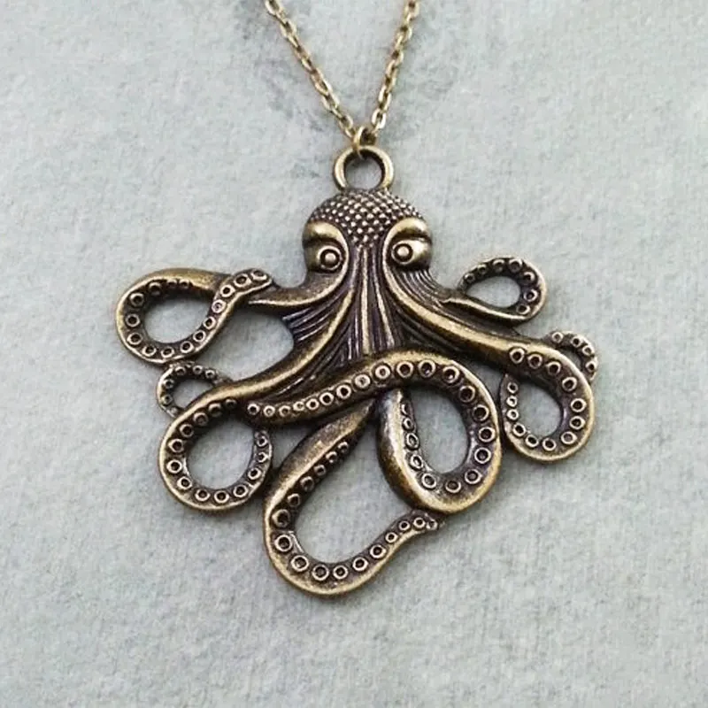 Модная цепочка Cthulhu ожерелье с осьминогом длинная в стиле ретро Черная веревка