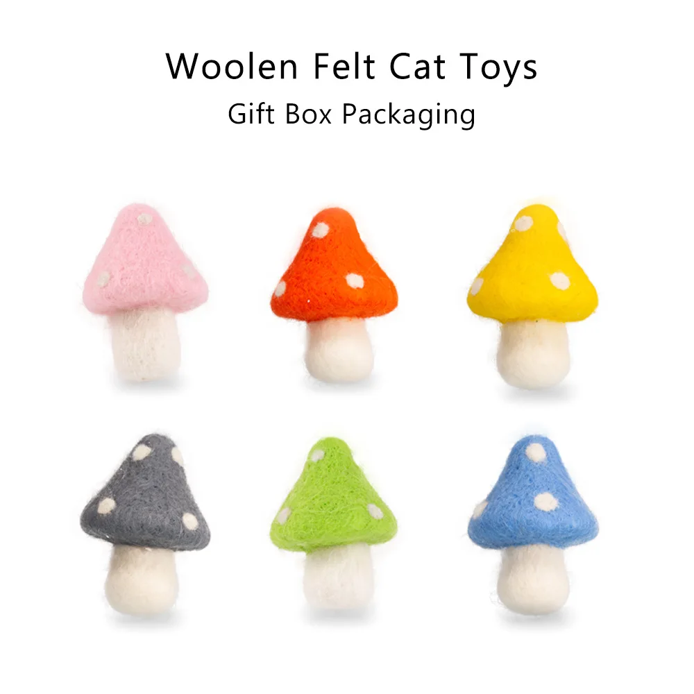 

2021 new 6PC/set mushroom ice cream wool cat toy catnip kitten toy pet toy