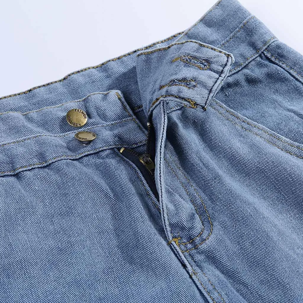 Рваные сексуальные Мешковатые Свободные прямые шаровары в Корейском стиле