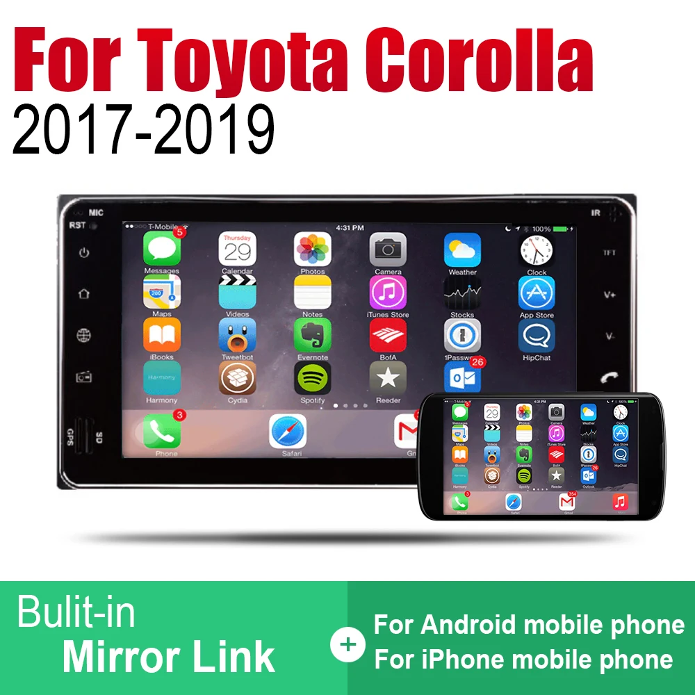 Автомагнитола 2 Din на Android для Toyota Corolla 2017 2018 2019 автомобильный мультимедийный плеер