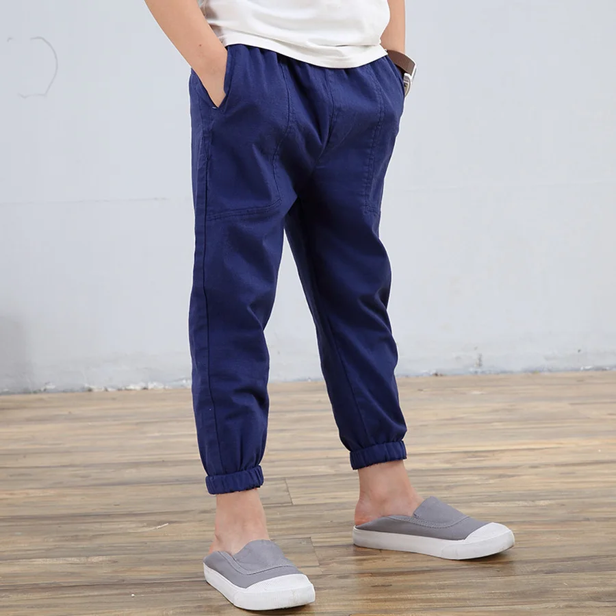 Леггинсы Famli для мальчиков-подростков однотонные прямые брюки до щиколотки на