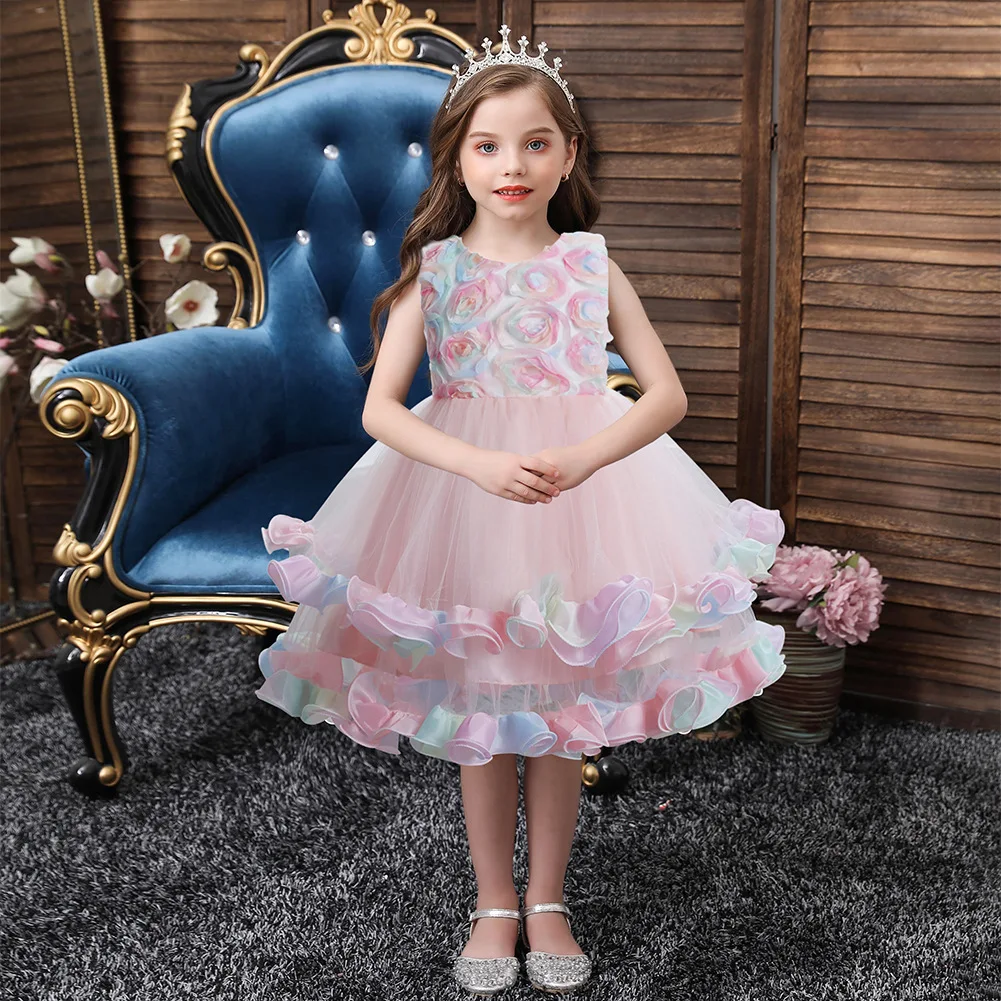 

Children's Dress Princess Dress Children's Three-dimensional Flower Dress Flower Girl Wedding Dress