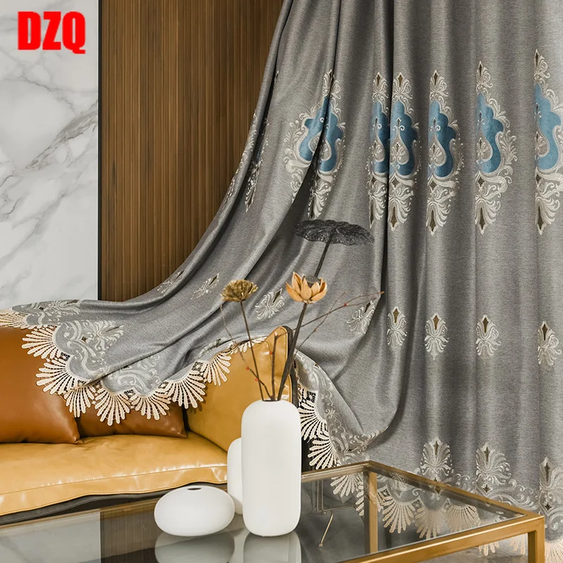 

2022 New Velvet Embroidered Blackout Curtains Finished Bedroom Living Room Study European-style Curtains Hotel Curtains