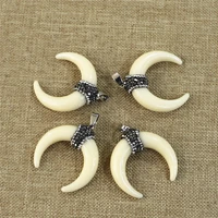 wholesale fashionable horns with diamonds pendants pendants and horn shaped pendants for jewelry making diy necklaces