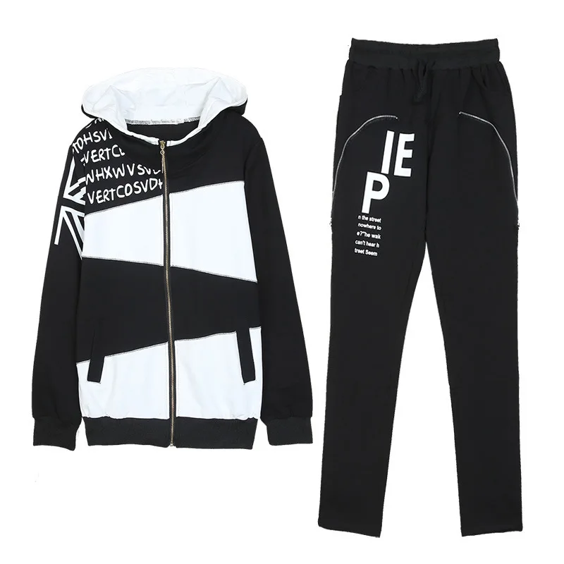 Спортивный костюм Max LuLu женский с принтом свитшот капюшоном и брюки-шаровары в