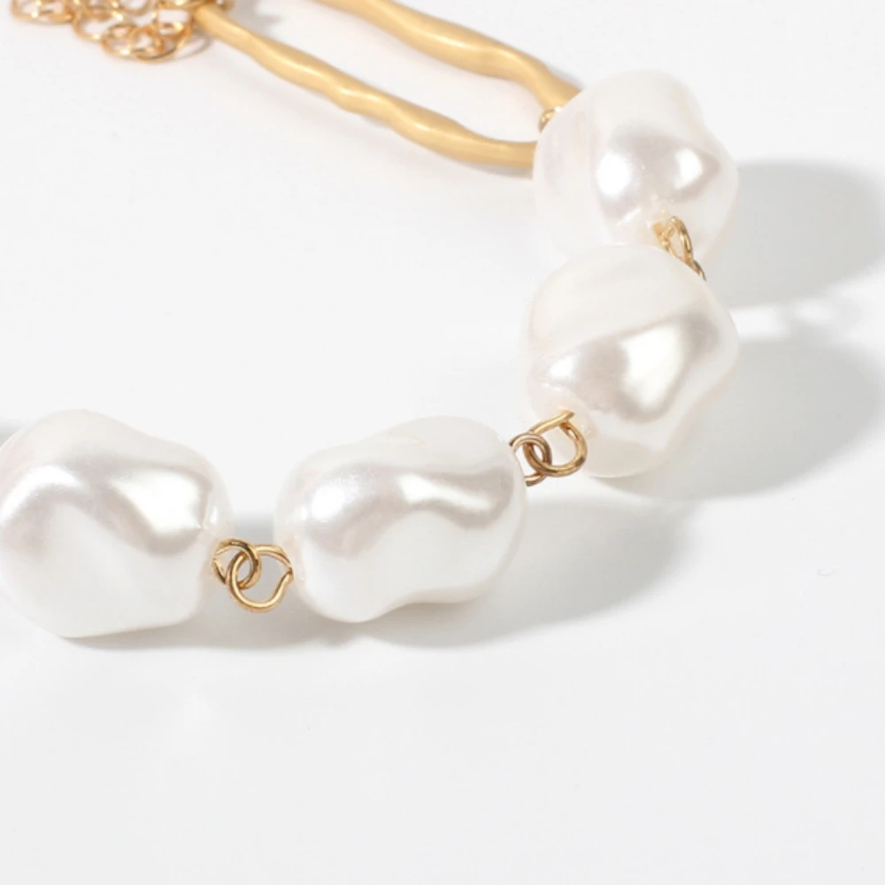 Baroque Irregular Simulated Pearls Gold Color Bracelets for Women Girls Summer Party Wedding Bangles Women's jewelry Gifts | Украшения