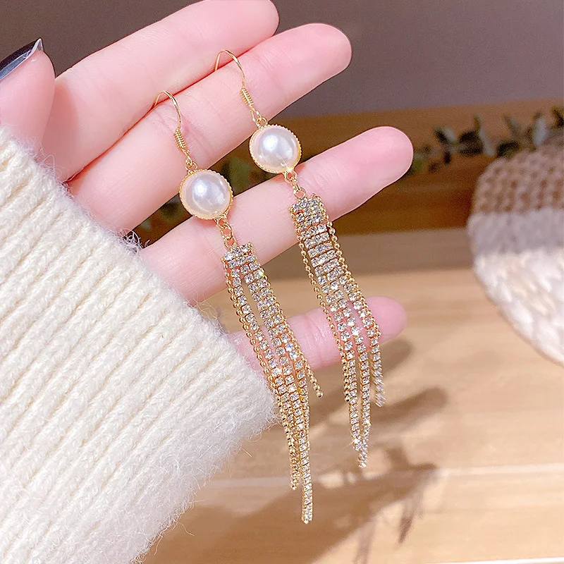 

New Arrival Simple High-end Earrings Rhinestone Tassel Earrings For Women Personalized Retro Earrings Jewelry