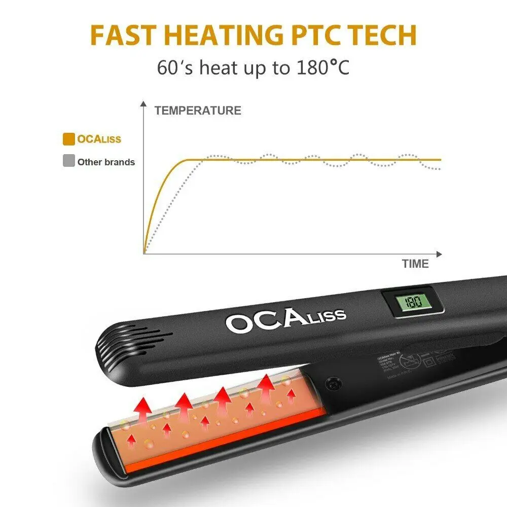 

Hair Straightener Flat Iron Professional Ceramic Tourmaline Plate Portable LCD