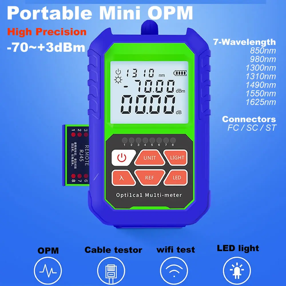 Портативный Измеритель оптической мощности SG86M70-70 ~ + 3 дБм, мини-тестер оптической мощности, цифровой измеритель мощности светильник с 7-длинной волной