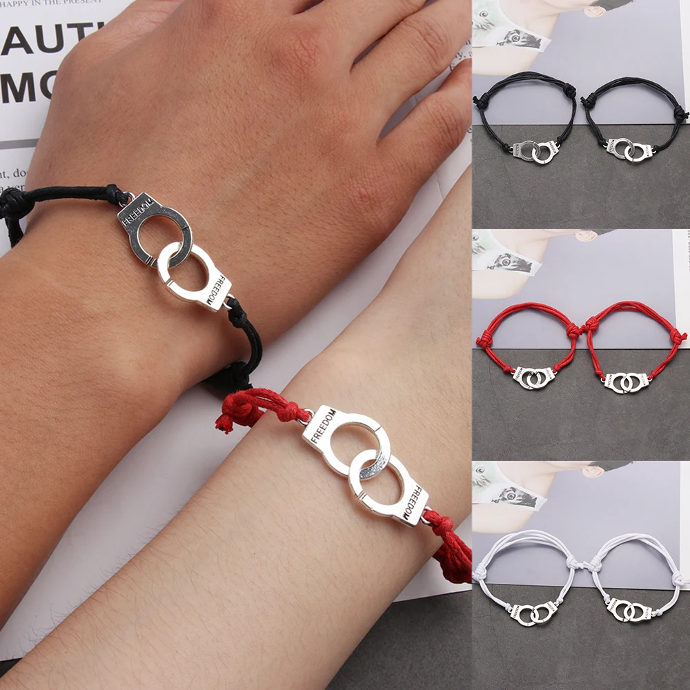 2 шт. Плетеный Браслет манжета с веревкой для пары регулируемый браслет браслеты