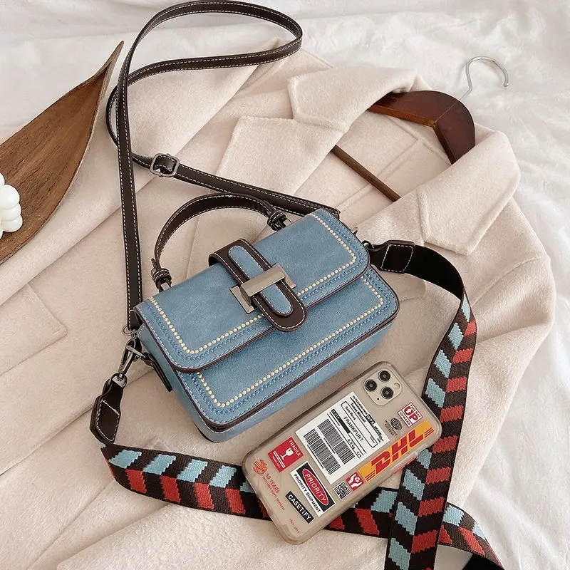 

SPS Handbag Designer Women Flap Bag PU Leather Vintage Threaded Small Day Clutches for Girls