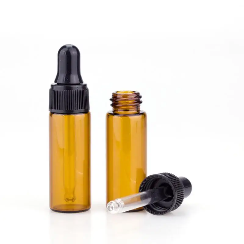 

5ml Amber Glass Essential Oil Dropper Bottles Mini Empty Eye Dropper Perfume Cosmetic Liquid Sample Container LX2729