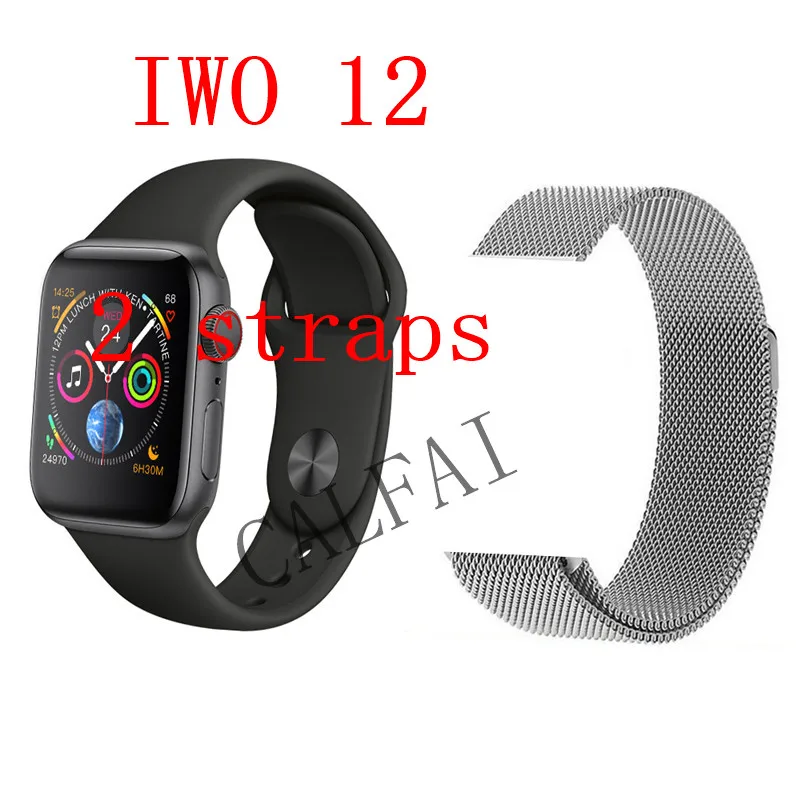 Часы 5 IWO 12 Bluetooth умные часы 1:1 умные часы 40 мм 44 мм чехол для Apple iOS Android телефон сердечного ритма PK IWO 11 - Цвет: silver milan