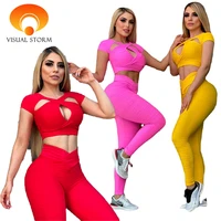 fashion yoga sets women gym clothes open breasts female sport leggings sportswear tight slim seamless workout athletic outfit