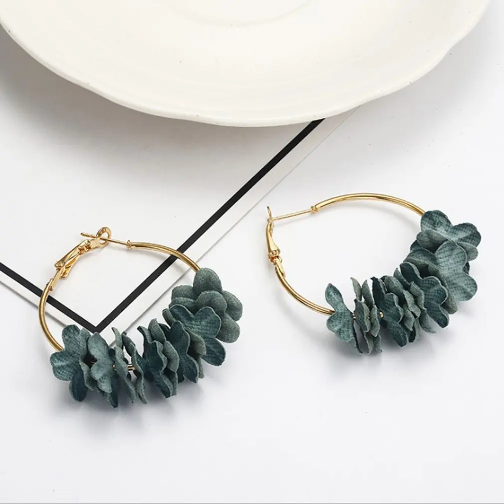 Sleek минималистский тканевые серёжки с цветами|Серьги-гвоздики| |