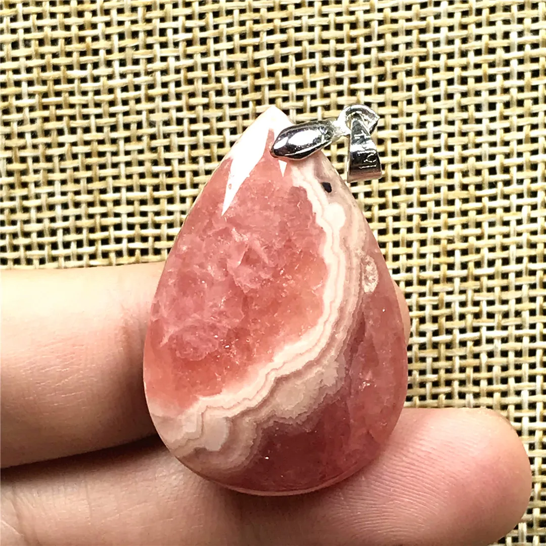 

Natural Red Rhodochrosite Pendant Jewelry For Women Men Healing Luck Argentina Crystal Silver 34x23x7mm Beads Beauty Stone AAAAA