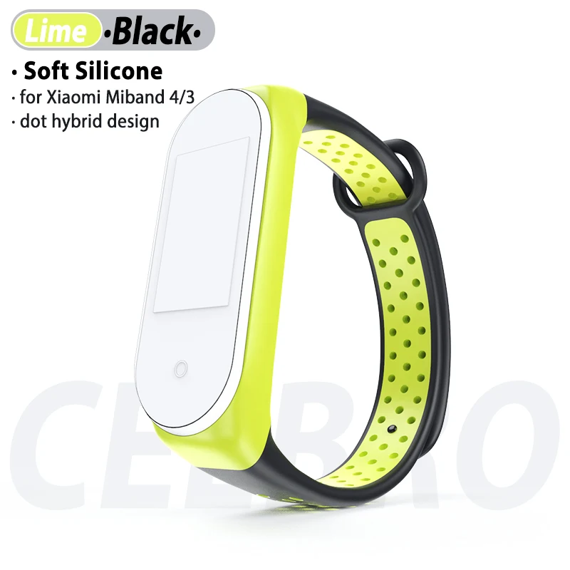 Lime Black Ремешок на запястье для Xiaomi mi Band 4 браслет mi Band 4 3 ремешок умные аксессуары браслет Correa Pulseira My Band4 цветной - Цвет: Lime Black
