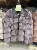 women winter thick warm real fox fur jacket coat fashion female genuine leather collar coats ladys fox fur outwear