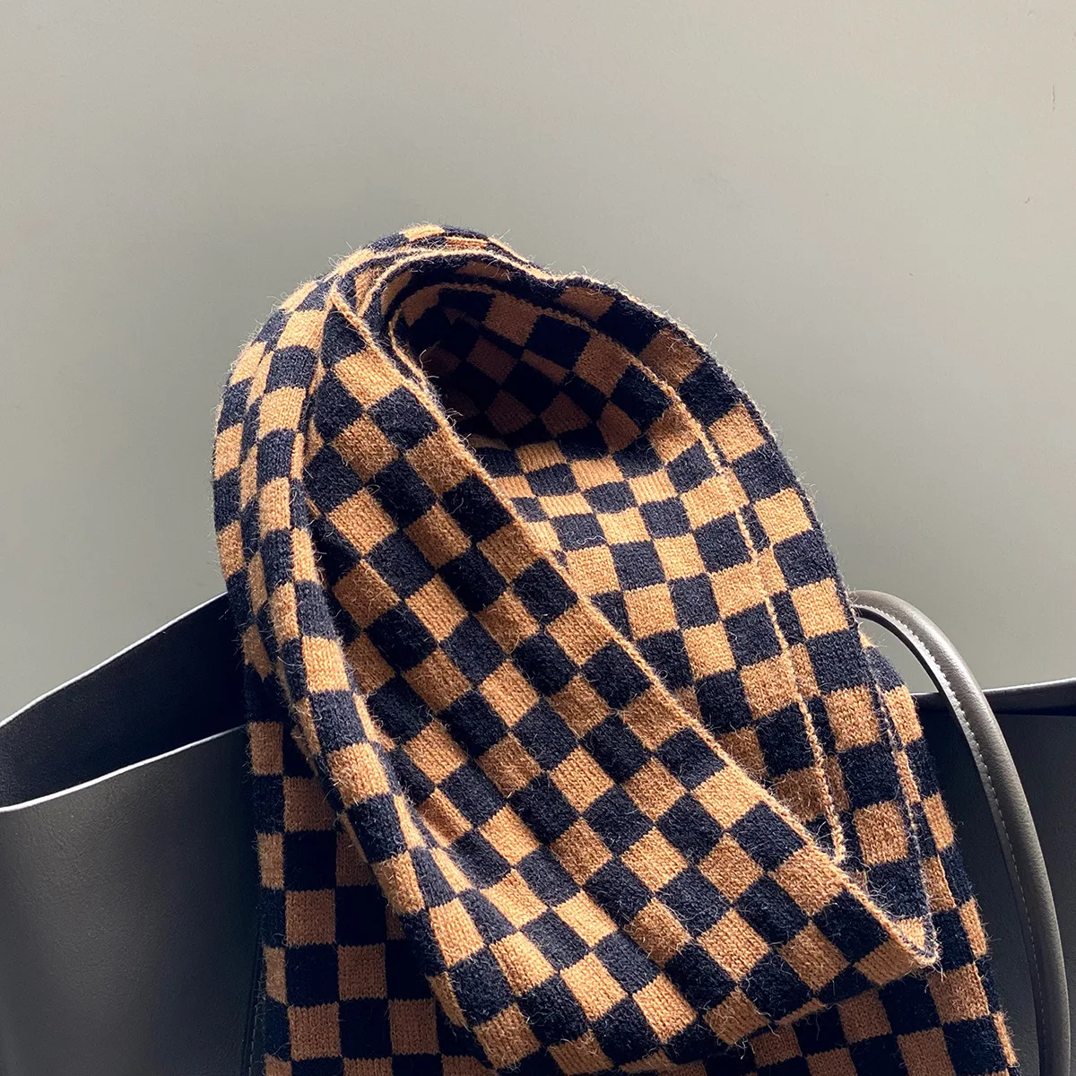 Черно-белый шахматный клетчатый шарф женский зимний теплый W057 # | Аксессуары для