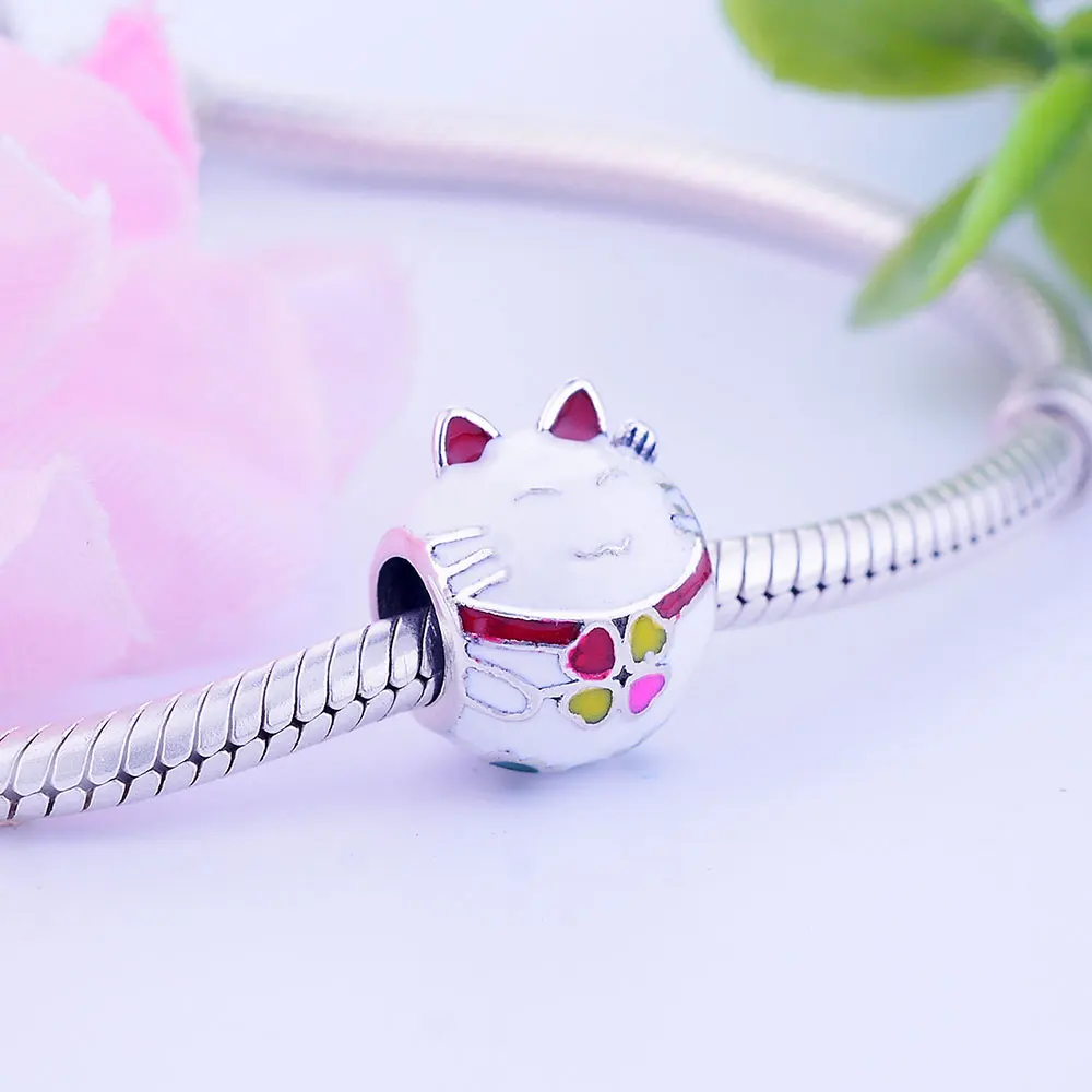 Шарм-браслет Pandora из серебра 925 пробы с изображением милого кота и животного |