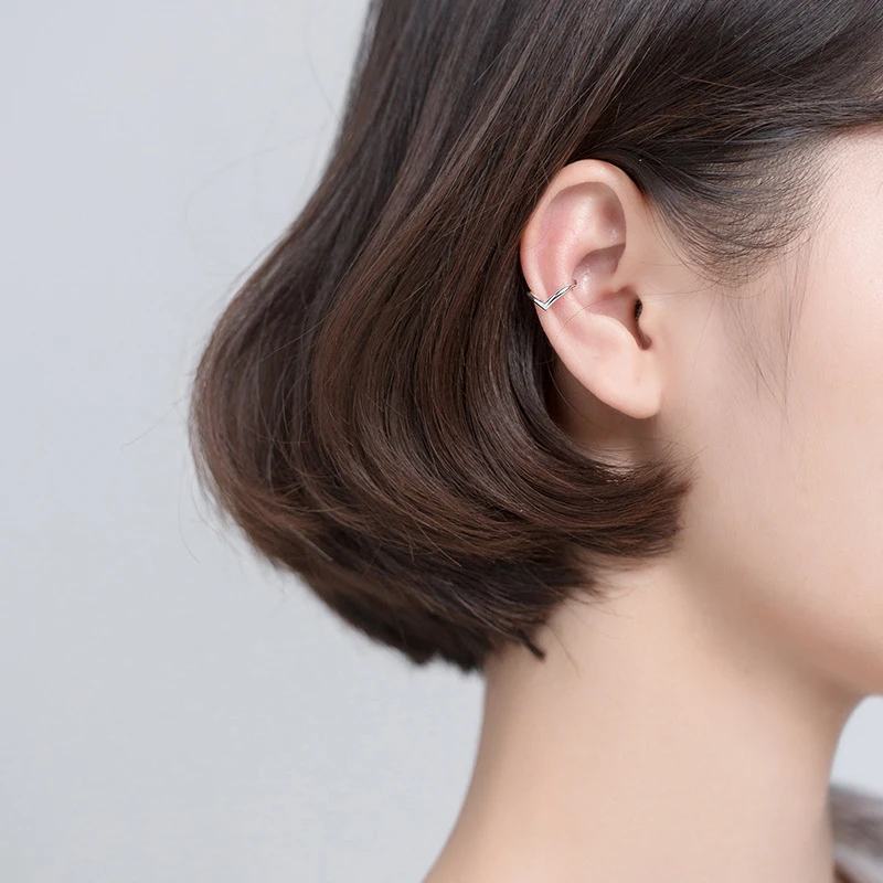 Женские глянцевые серьги-клипсы Modian с буквами V-образной формы из натурального