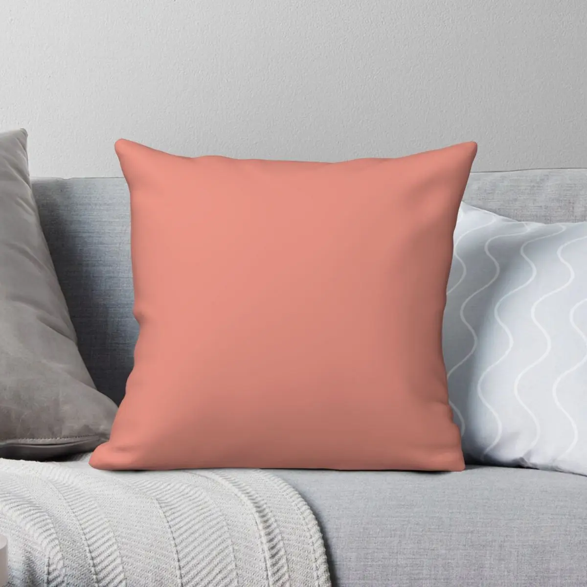 

Chic Girly Peach Color Blush Coral Pink Pillowcase Polyester Linen Velvet Printed Zip Decor Throw Pillow Case Home Cushion Cover