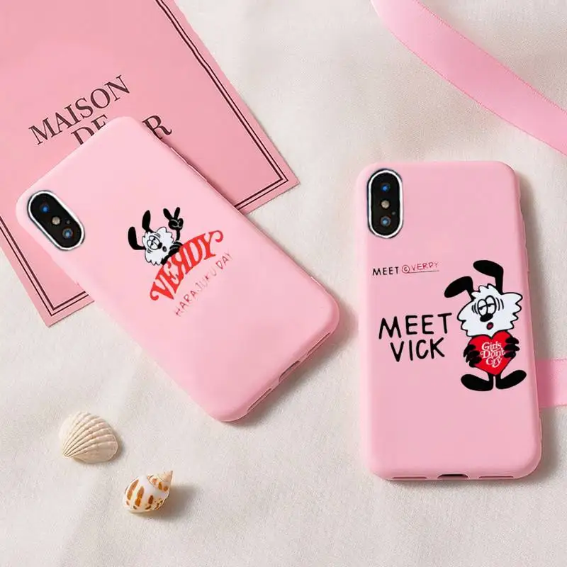 

VERDY HARAJUKU DAY Phone Case For IPhone 6 6s 7 8 Plus X Xs Xr Xsmax 11 12 Pro Promax 12mini Candy Pink Silicone Cover