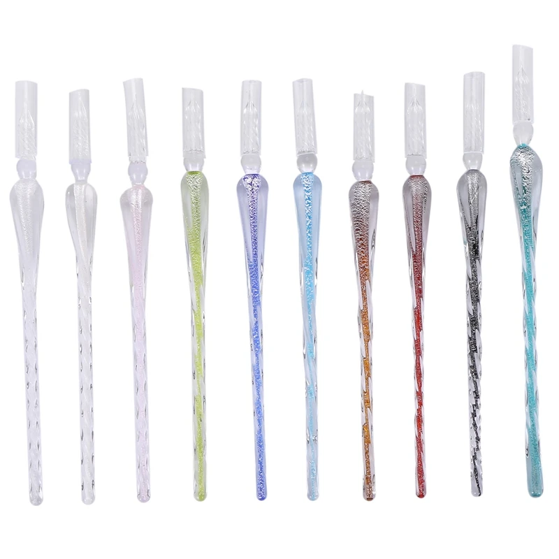 

10Pcs Ink Dip Pen Writing Dipping Painting Gift Drip Fountain Pens Glass Filling Ink Dip Pen