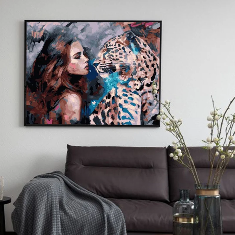 Diy paint by numbers picture drawing with kits beauty and the Beast hand-painted decompression Decorative hanging pai | Дом и сад