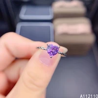 exquisite jewelry 925 sterling silver inset with gemstone womens popular vintage heart amethyst adjustable ring support detecti