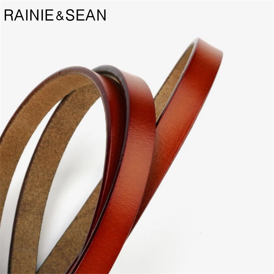 Ремень RAINIE SEAN женский из натуральной кожи тонкий однотонный