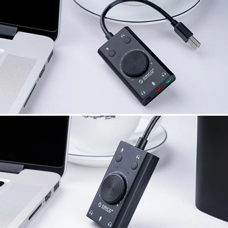 

USB External Sound Card Microphone Earpiece Two In One With 3 Ports Adjustable Output Volume For For Windows Linux