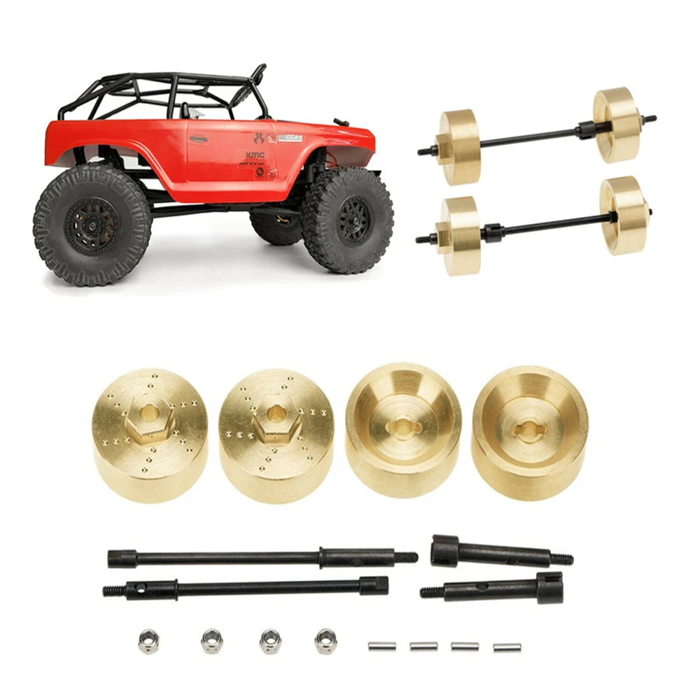 6mm Brass Widened Wheel Hub Counterweight Set Upgrade Replacement For 1/24 Axial SCX24 AXI00002 AXI00001 AXI90081 RC Car DIY