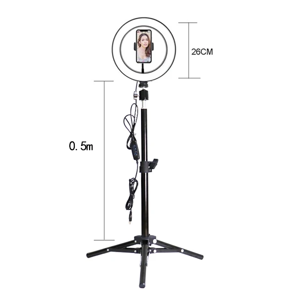 0.55m tripod light 2 Светодиодный мини-Настольный светильник-кольцо с регулируемой яркостью 5500K 50 см для фотосъемки в BePotofone фотостудии - Цвет: 0.55m tripod light 2